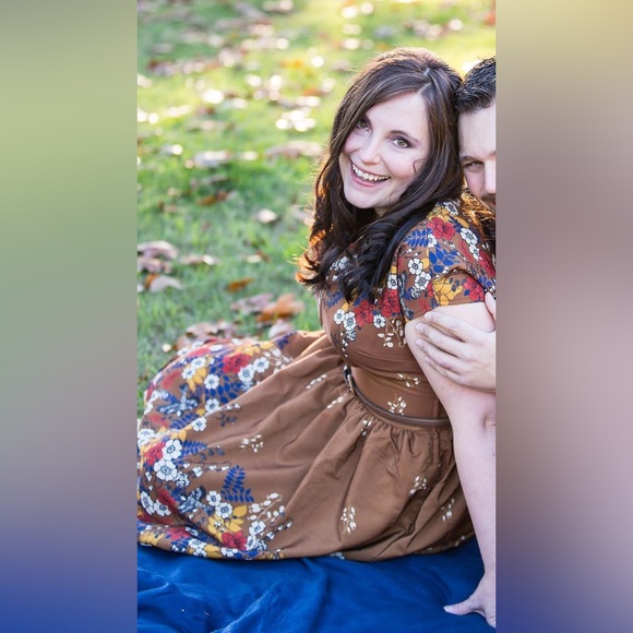 *ModCloth Myrtlewood of California Brown Floral Fit and Flare Dress Size L - Picture 1 of 7